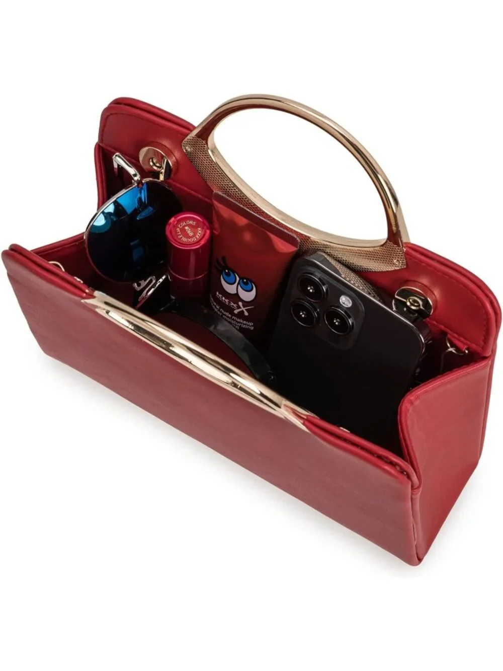 👜Women's Red Small Dressy Handbag Evening Bag Circle Handle Elegant Purse
